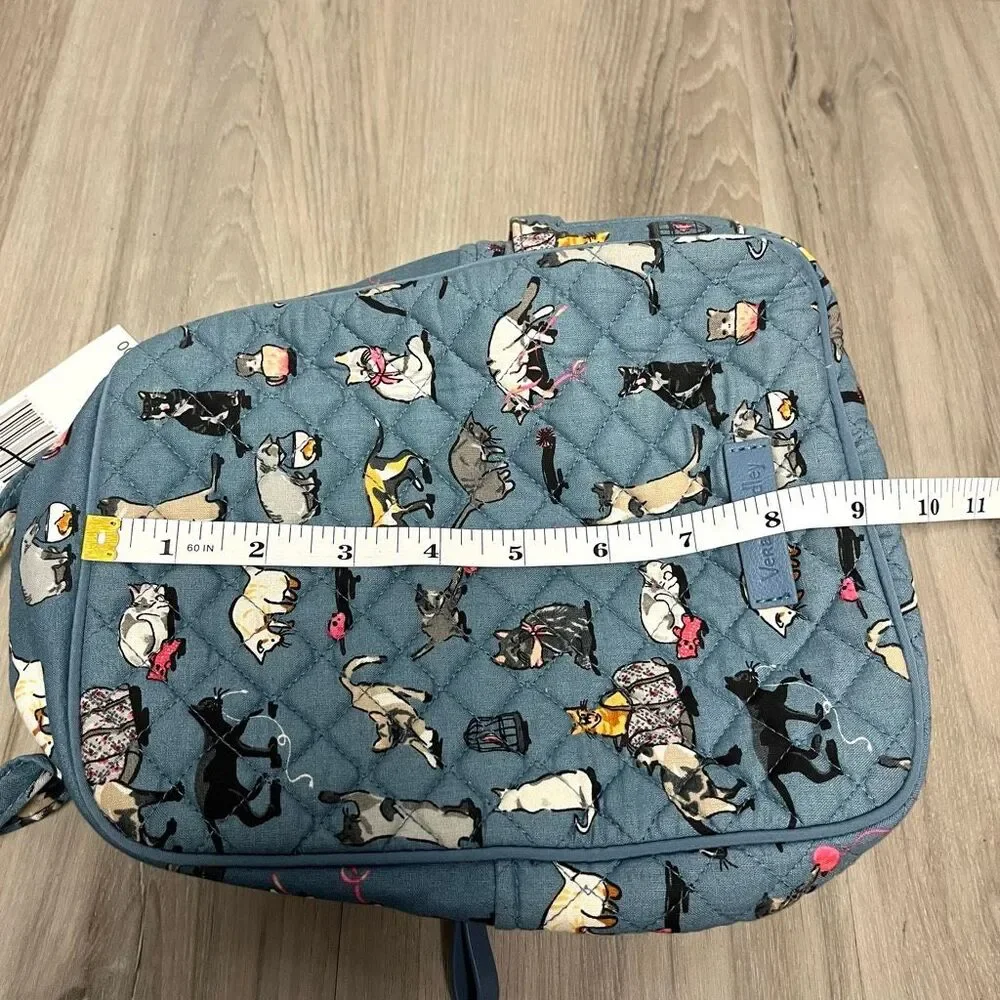 Vera Bradley Lunch Bag Women’s OS Iconic Blue Quilted Cat’s Meow Zip Bunch NWT - Picture 8 of 9